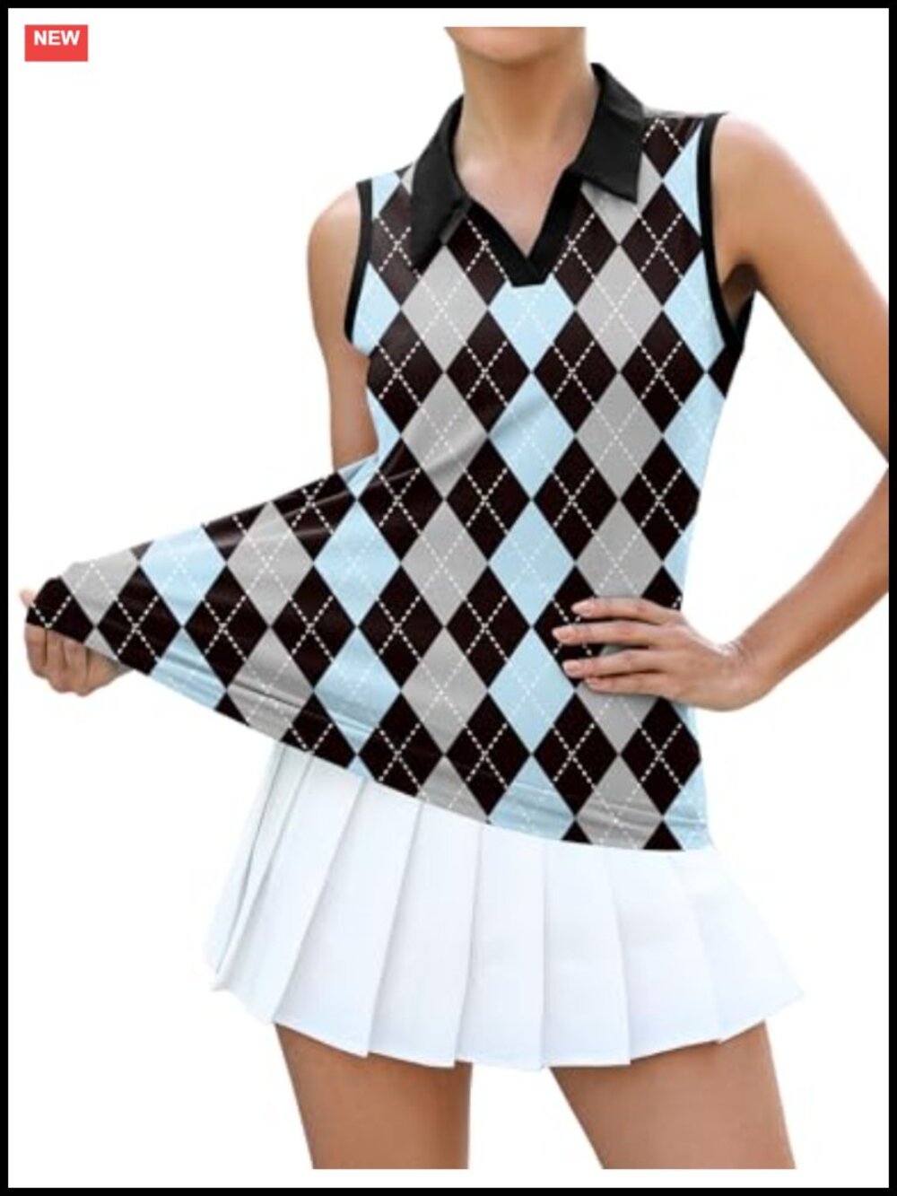 Sleeveless Golf Polo Shirt V-Neck Collared Tennis Tank Top